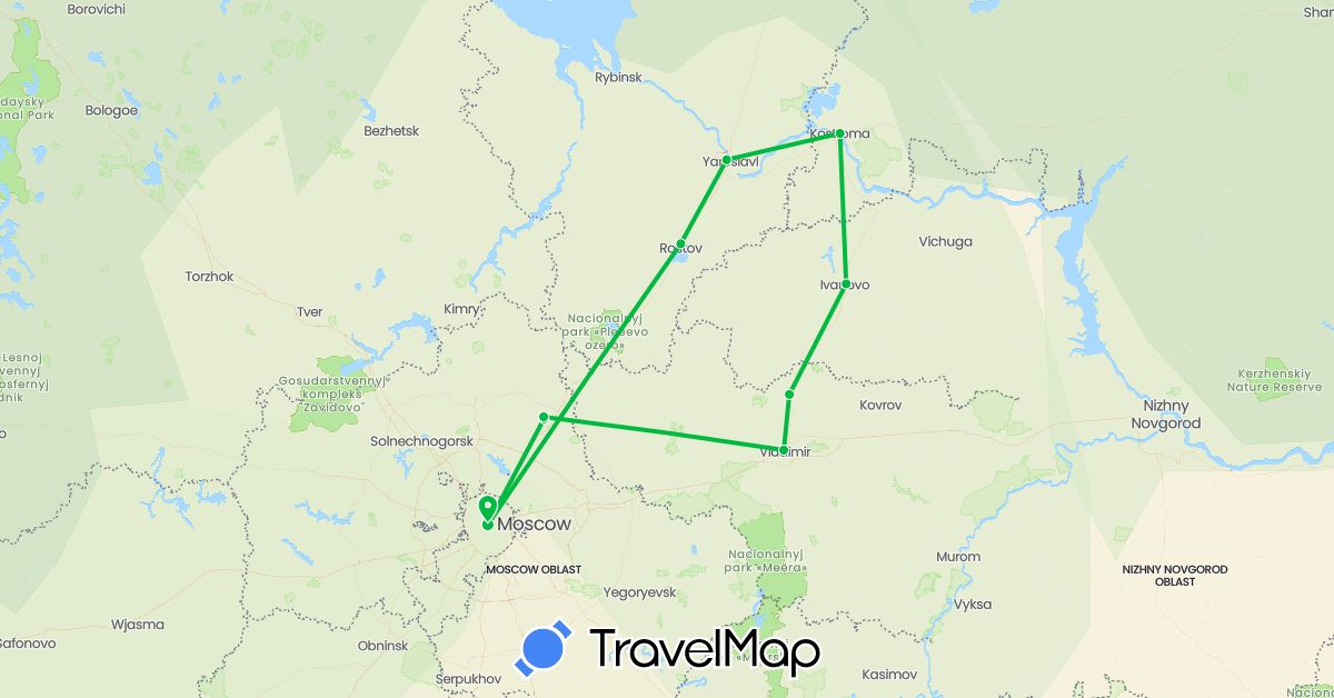 TravelMap itinerary: driving, bus in Russia (Europe)